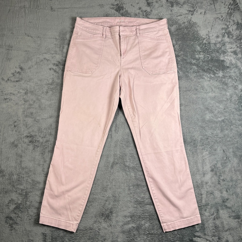 Old Navy Pixie Cropped Pants 12 Light Pink Cotton Stretch Mid Rise Tapered Leg